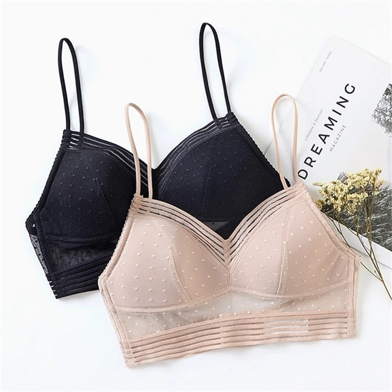 Low Back Wireless Lifting Lace Bra