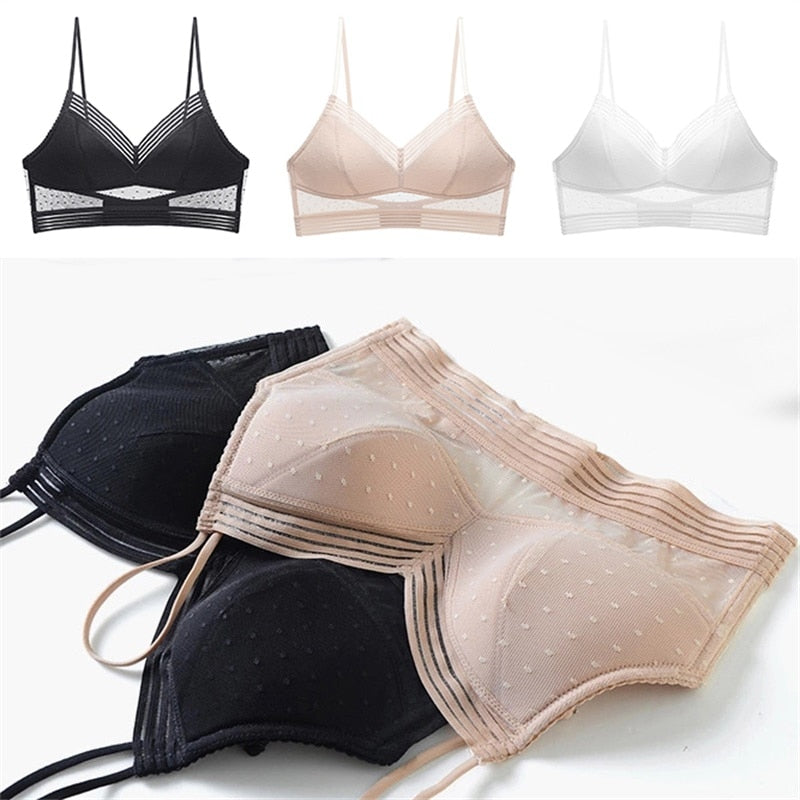 Low Back Wireless Lifting Lace Bra