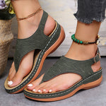 2023 Summer New Women's Metal Decor Feature Pattern Wedge Flip-Flops